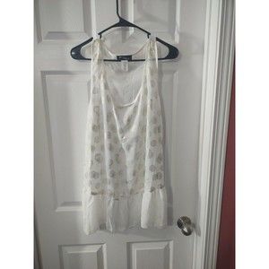 Love 2 Be Loved Blouse Size XL Creme And Gold Sleeveless Sheer